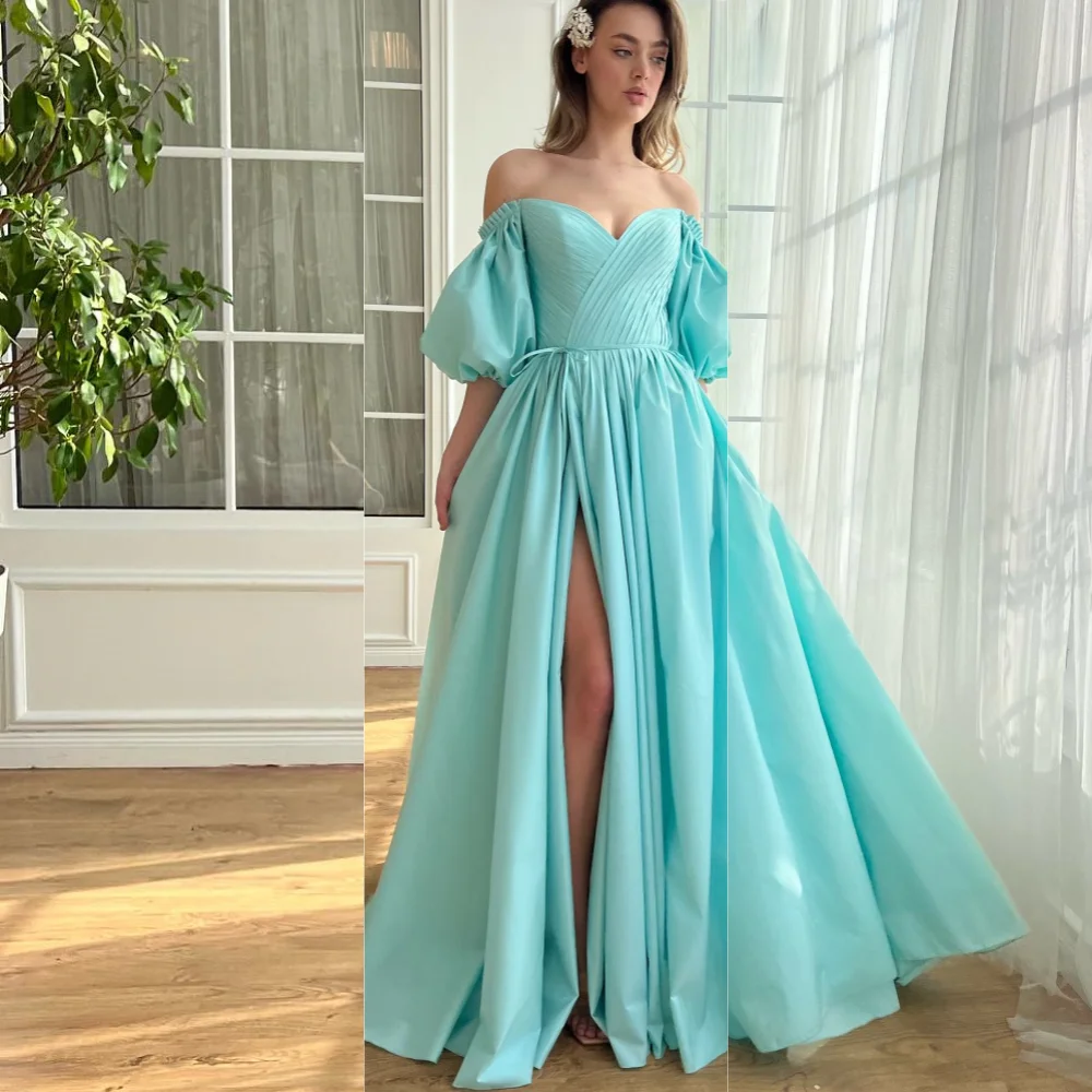 

Prom Dress Evening Charmeuse Pleat Ruched Cocktail Party A-line Off-the-shoulder Bespoke Occasion Gown Long Dresses Saudi Arabia