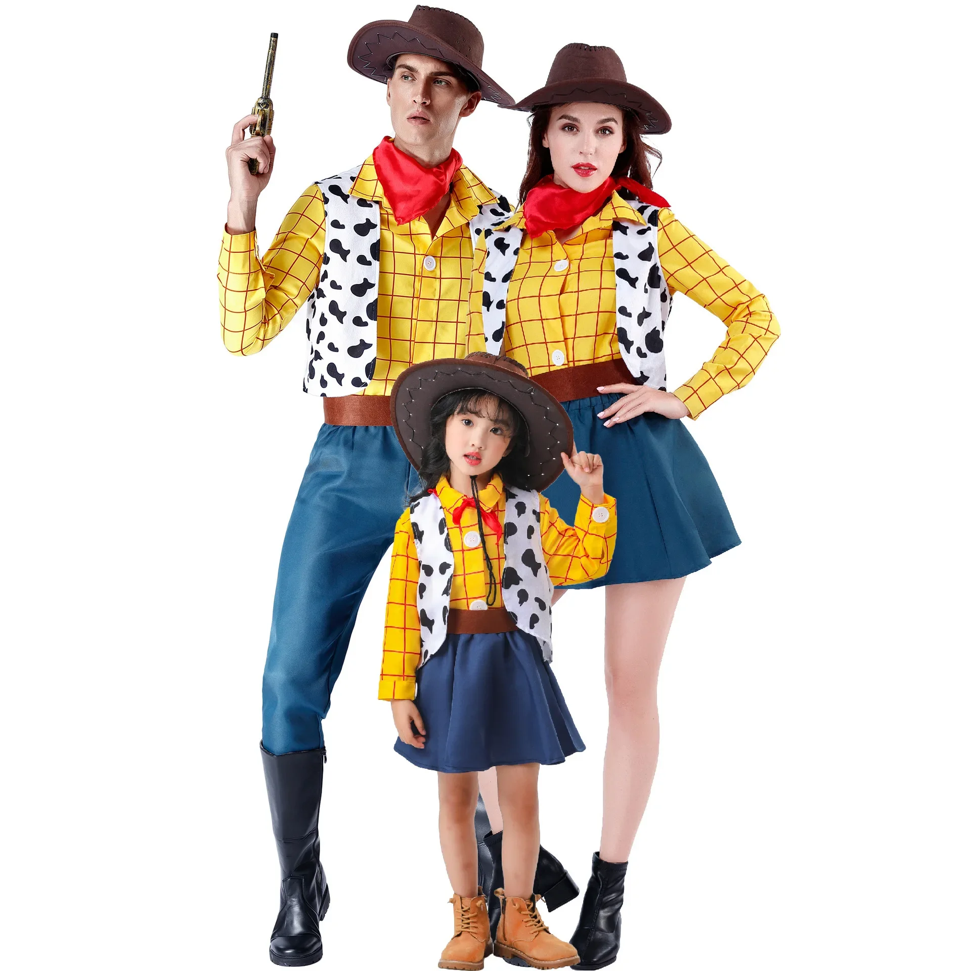 

Carnival Party Halloween Toy Story Woody Couple Outfit Western Cowboy Men and Women Party Stage Wear Anime Cosplay