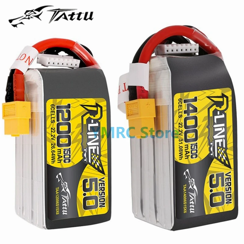 Tattu R-Line Version 5.0 1200mAh/1400mAh 150C 6S 22.2V Lipo Battery with XT60 Plug for RC FPV Racing Drone Quadcopter
Tattu R-Line Version 5.0 1200mAh/1400mAh 150C 6S 22.2V Lipo Battery with XT60 Plug for RC FPV Racing Drone Quadcopter