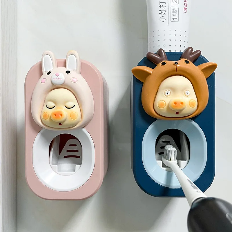 

Cartoon Automatic Toothpaste Dispenser Toothpaste Squeezing Artifact Child Creative Toothpaste Squeezer Free Punch Paste Rack