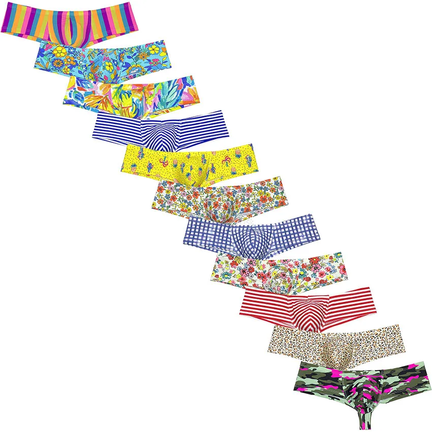 Men Printed Brazilian Panties Bikini Underwear Enhance Pouch Briefs Hipster Bikini Trunk Boxer