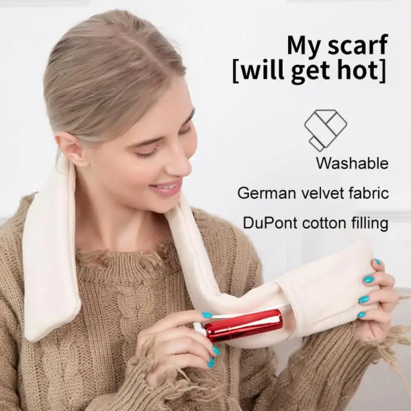 

Зимние шарфы с электрическим подогревом, Регулируемый температурный нагревательный шейный платок, удобный ошейник с USB-зарядкой, шарфы, шаль, шейный обогреватель