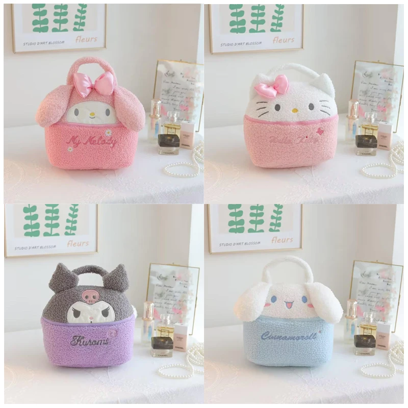 

21CM Kawaii Sanrioed Cinnamoroll Cute Cartoon Japanese Hello Kittys My Melody Kuromi Plush Portable Cosmetic Bag Storage Bag