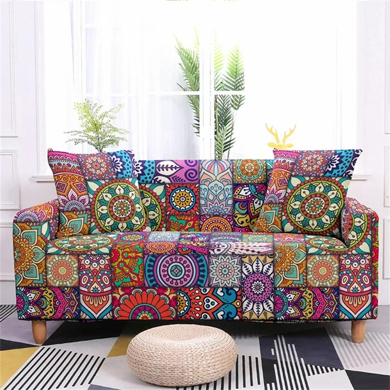 

Elastic Sofa Cover for Living Room Stretch Mandala Printed Couch Cover Bohemian Non-Slip Sofa Slipcover Protector 1/2/3/4 Seater