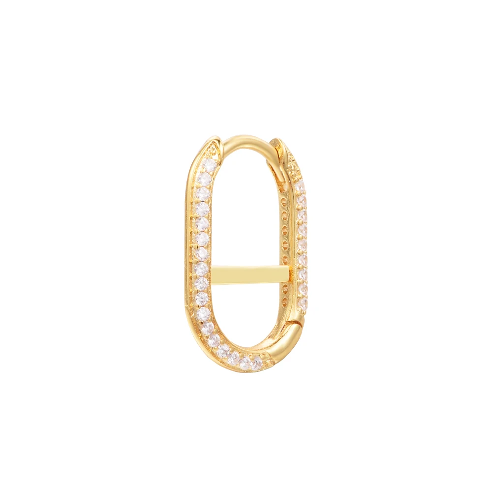 Authentic 925 Sterling Silver Gold Plated Pave Single Link Hoop Earrings for Women Jewelry Clear CZ Ear Brincos Pendientes
Authentic 925 Sterling Silver Gold Plated Pave Single Link Hoop Earrings for Women Jewelry Clear CZ Ear Brincos Pendientes