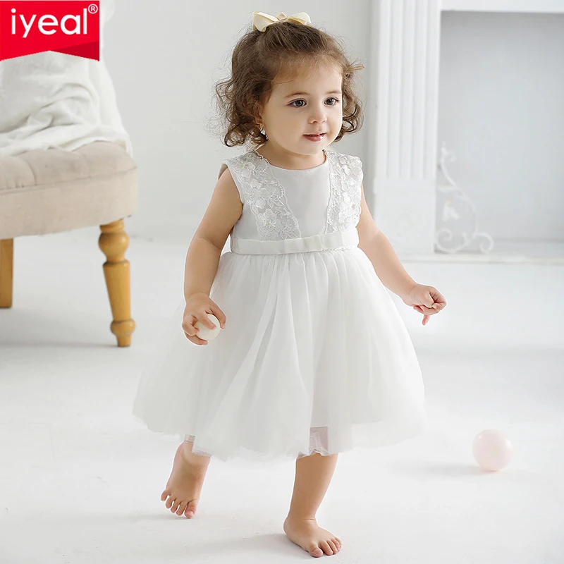 

IYEAL Newborn Girl Princess Christening Gown Party Wedding Dress with Bow Baptism Dresses for 1 year Baby Girl Birthday