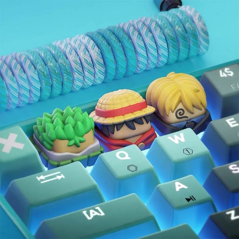 

Kawaii One Piece Monkey.d.luffy Roronoa Zoro Vinsmoke Sanji Anime 3D Mechanical Keyboard Keycap Exquisite Animation Peripherals