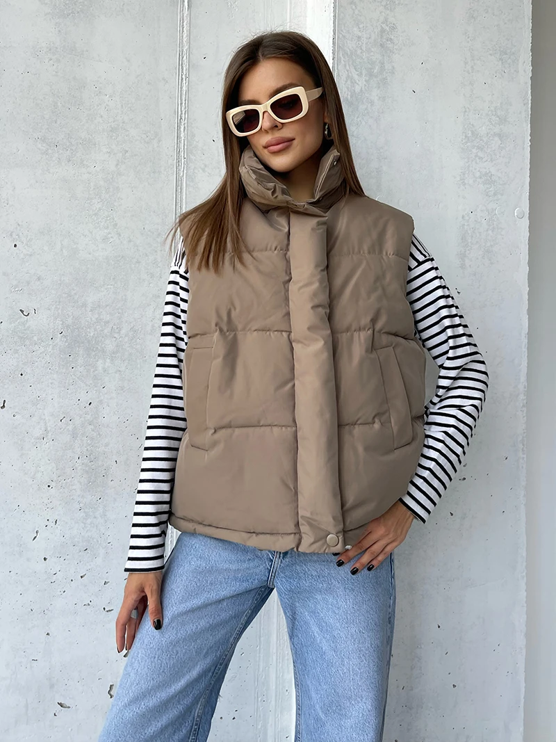 Cotton Down Winter Vest Women Black White Brown Oversize Quilted Cotton Vest Jacket Women Turtleneck Thick Puffer Vest For Women
Cotton Down Winter Vest Women Black White Brown Oversize Quilted Cotton Vest Jacket Women Turtleneck Thick Puffer Vest For Women