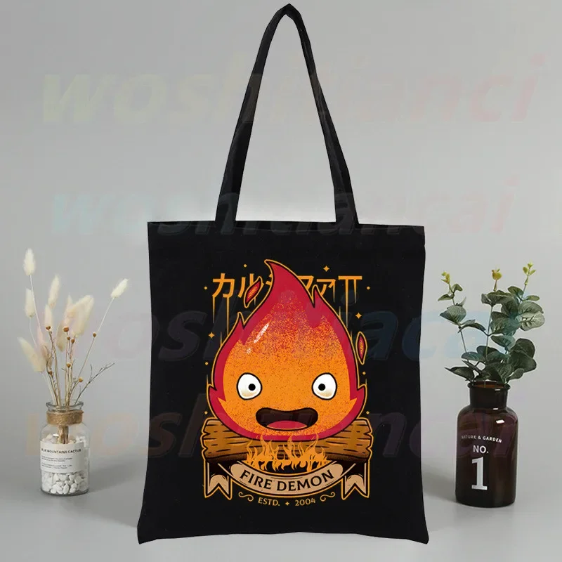 Calcifer Black Canvas Bag Women Girls Simple Large Capacity Storage Handbag Shoulder Bag Tote Reusable Student Bookbag
Calcifer Black Canvas Bag Women Girls Simple Large Capacity Storage Handbag Shoulder Bag Tote Reusable Student Bookbag
