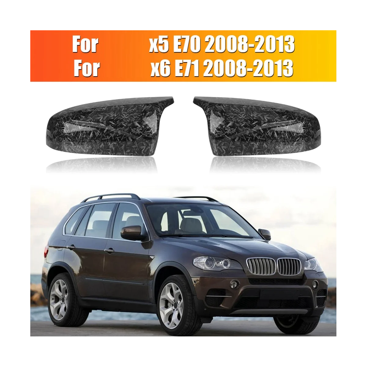 

Forged Carbon Fiber Car Rearview Mirror Cover Wing Side Mirror Cap Forged Pattern for BMW X5 X6 E71 E70