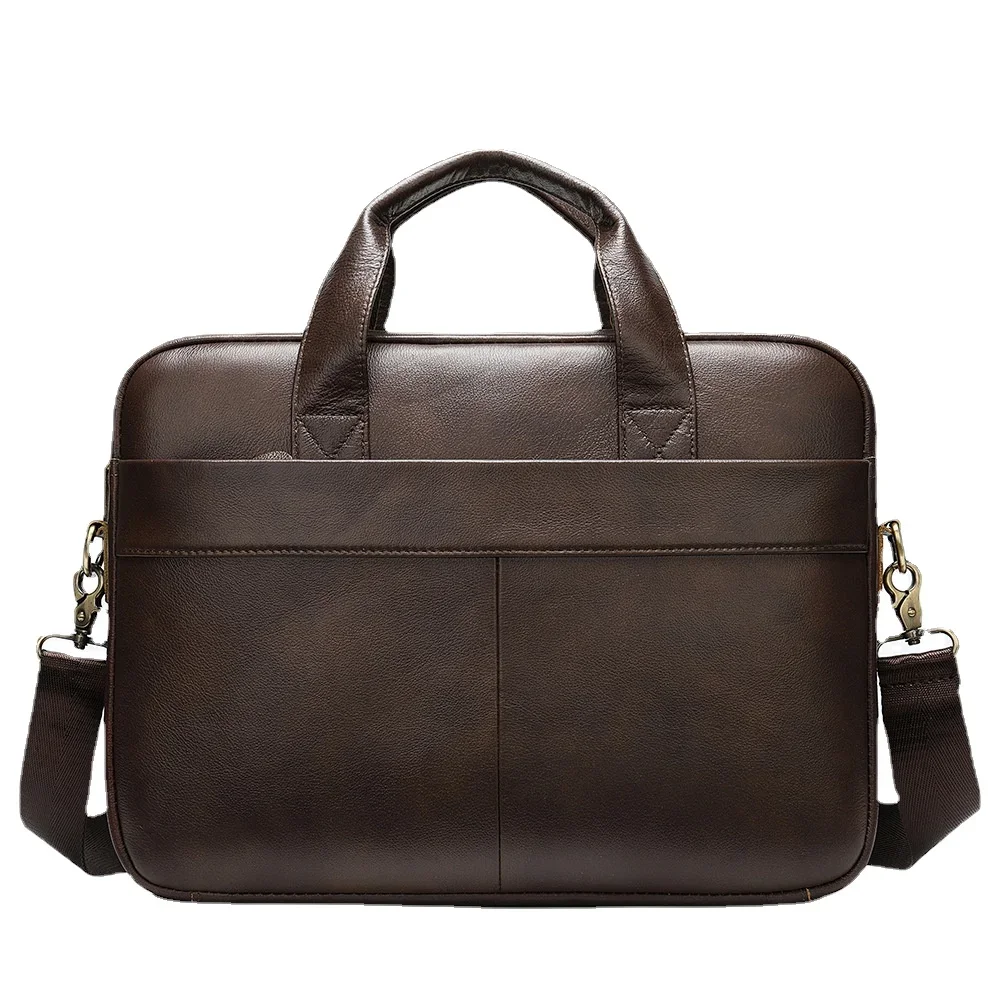 

Mens Bag Business Handbag Cowhide Briefcase with Top Layer 14 "laptop Bags for Men Document Pocket Leather Bag Messenger