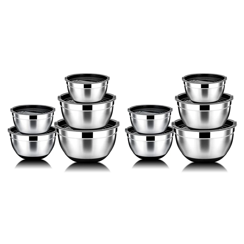 10 Pcs Mixing Bowl,Stainless Steel Salad Bowl With Airtight Lid&Non-Slip Base,Serving Bowl For Kitchen Cooking Baking
10 Pcs Mixing Bowl,Stainless Steel Salad Bowl With Airtight Lid&Non-Slip Base,Serving Bowl For Kitchen Cooking Baking