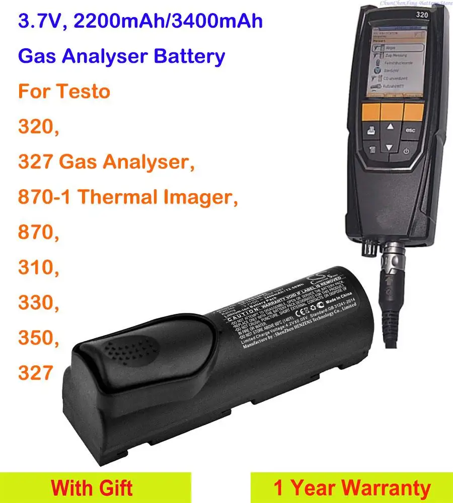 

2200mAh/3400mAh Gas Analyser Battery for Testo 320, 327 Gas Analyser, 870-1 Thermal Imager, 870, 310, 330, 350, 327