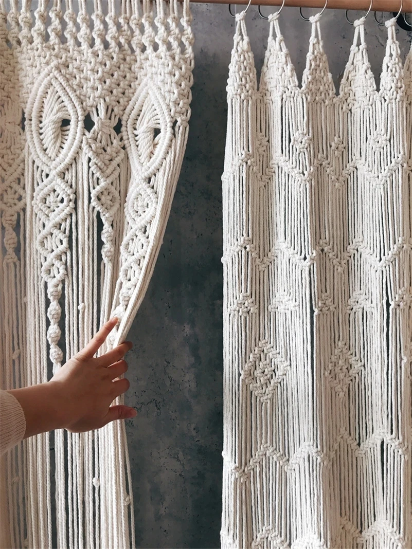 Boho Macrame Cotton Door Curtain - Handwoven Wall Art Tapestry 6 S22507117264b4a91bcf480bf5e48a833O