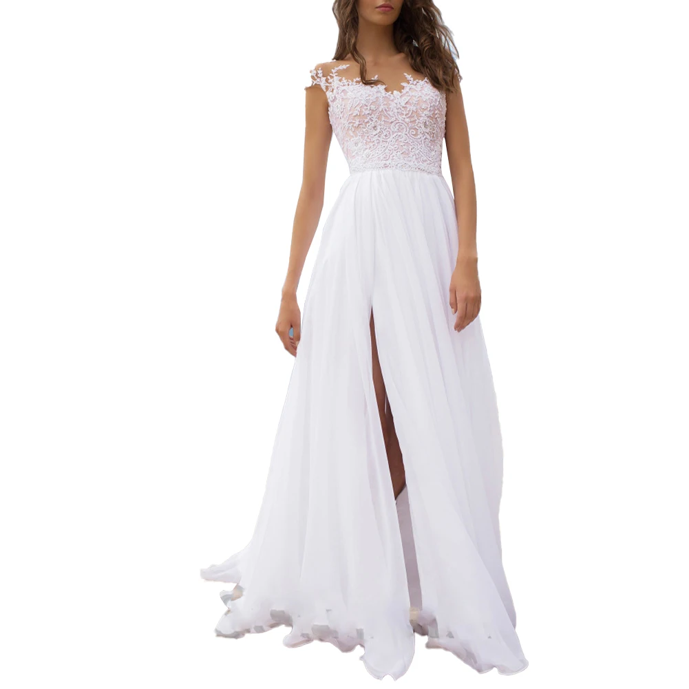 Affordable Brand New Dress White Wedding Dress Sleeveless Slightly Elastic V Neck Backless Elegant Lace Chiffon
Affordable Brand New Dress White Wedding Dress Sleeveless Slightly Elastic V Neck Backless Elegant Lace Chiffon