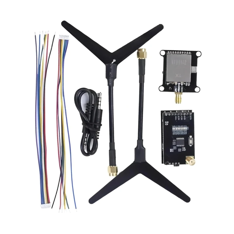 

1 Set 1.2/1.3GHz 0.1mW/25mW/200mW/800mW 9CH Transmitter VTX & Receiver VRX 1.6W with Cable for Racing Drones Quadcopter Dropship