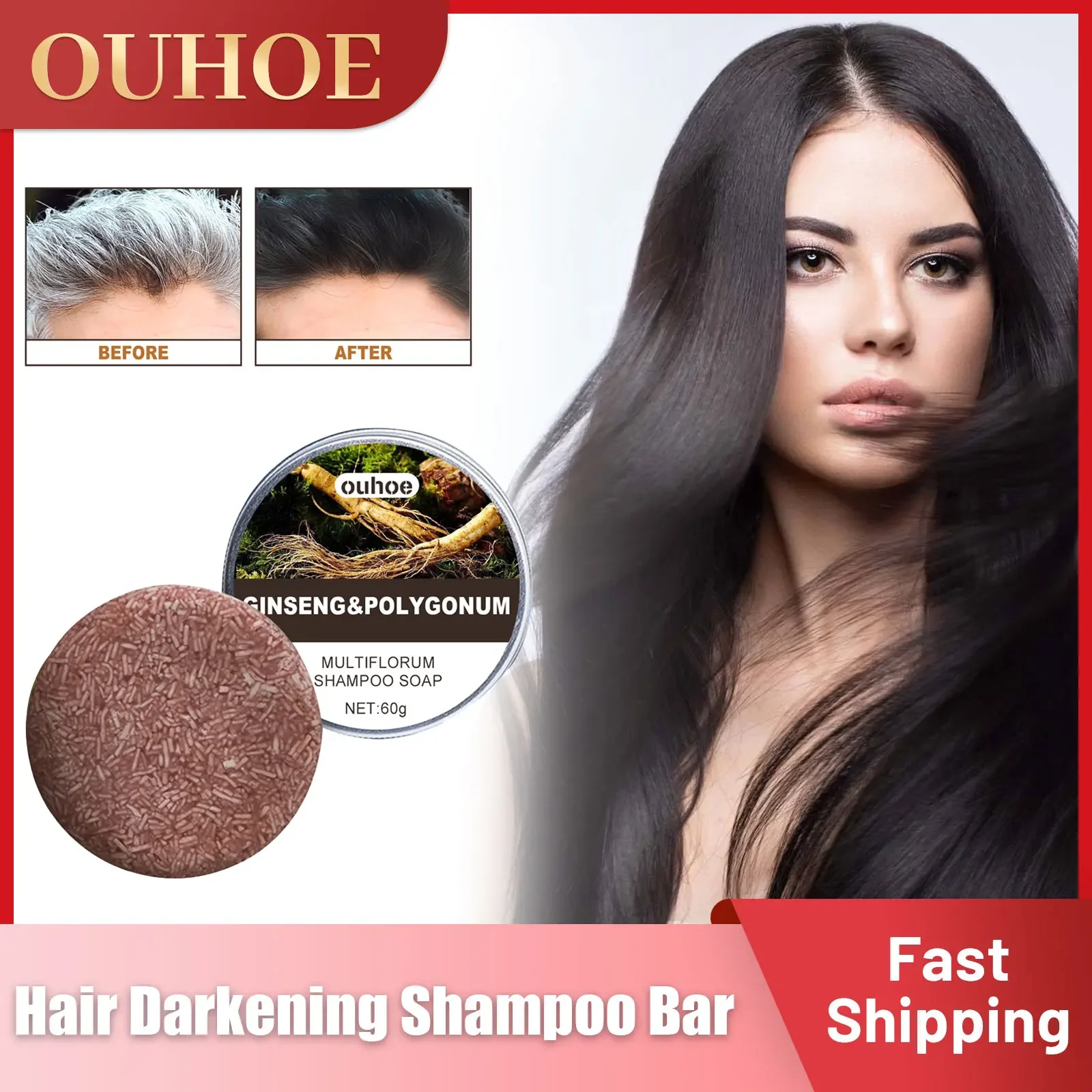 

Sdotter Hair Darkening Shampoo Soap Natural Cover Gray Hair Restore Color Anti Loss Nourish Scalp Unclog Follicles Promote Stron