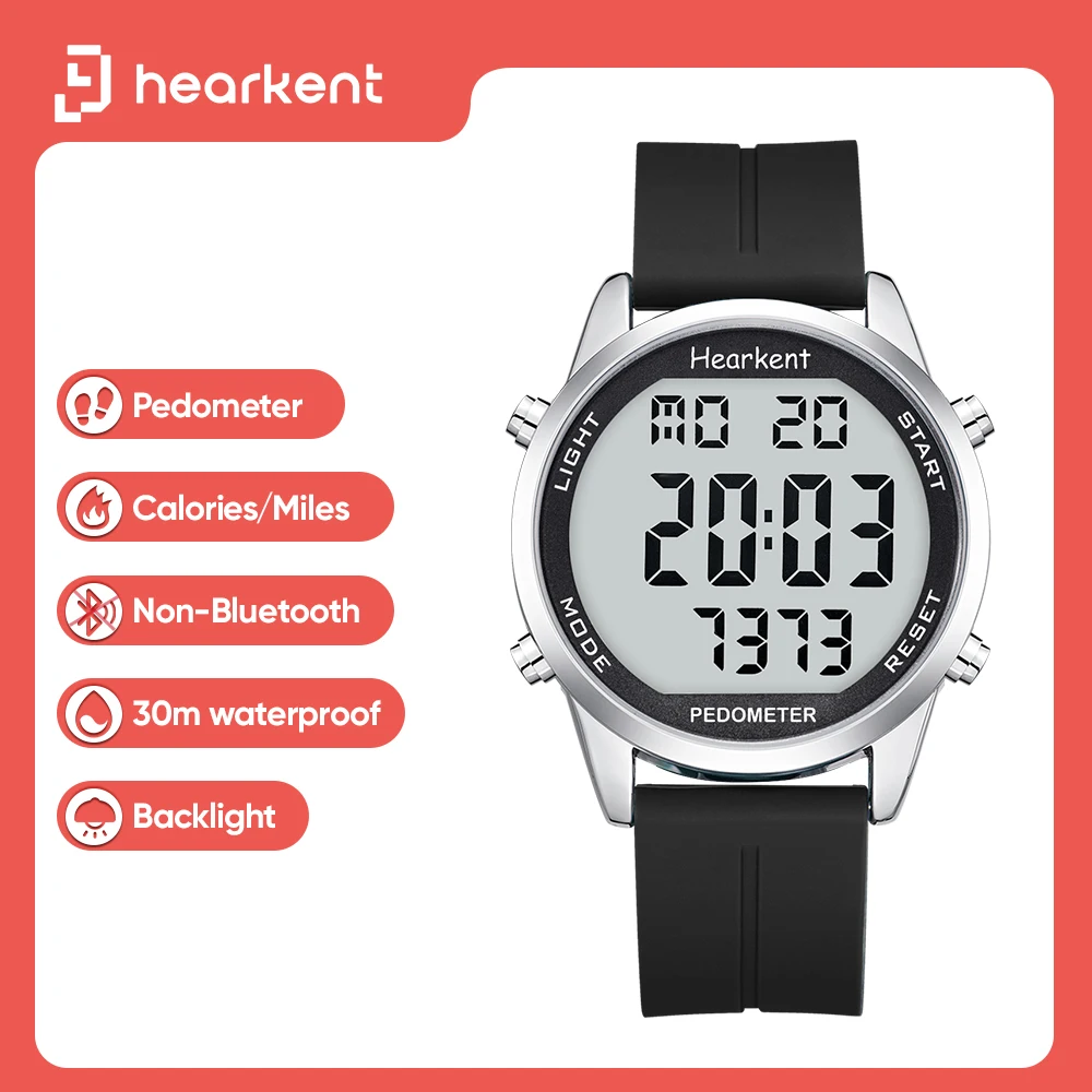 

Hearkent Pedometer Watch Men Digital Waterproof Sport Watches Step Calories Counter for Walking Tracker Back Light Display Reloj