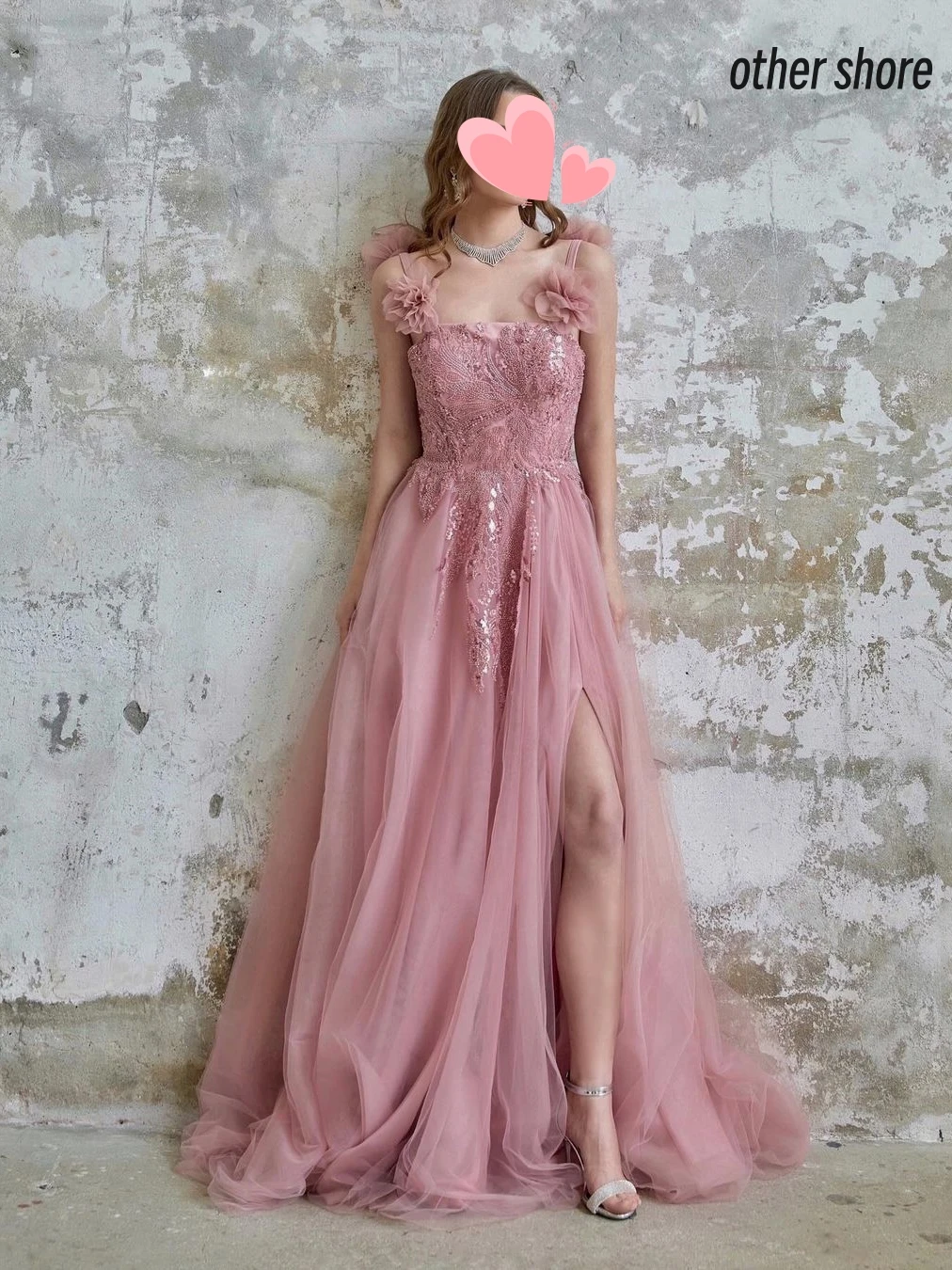 

Other Shore Elegant Vintage Sweet Sexy Pink Sequins Lace A-Line Customize Formal Occasion Prom Dress Evening Party Gowns