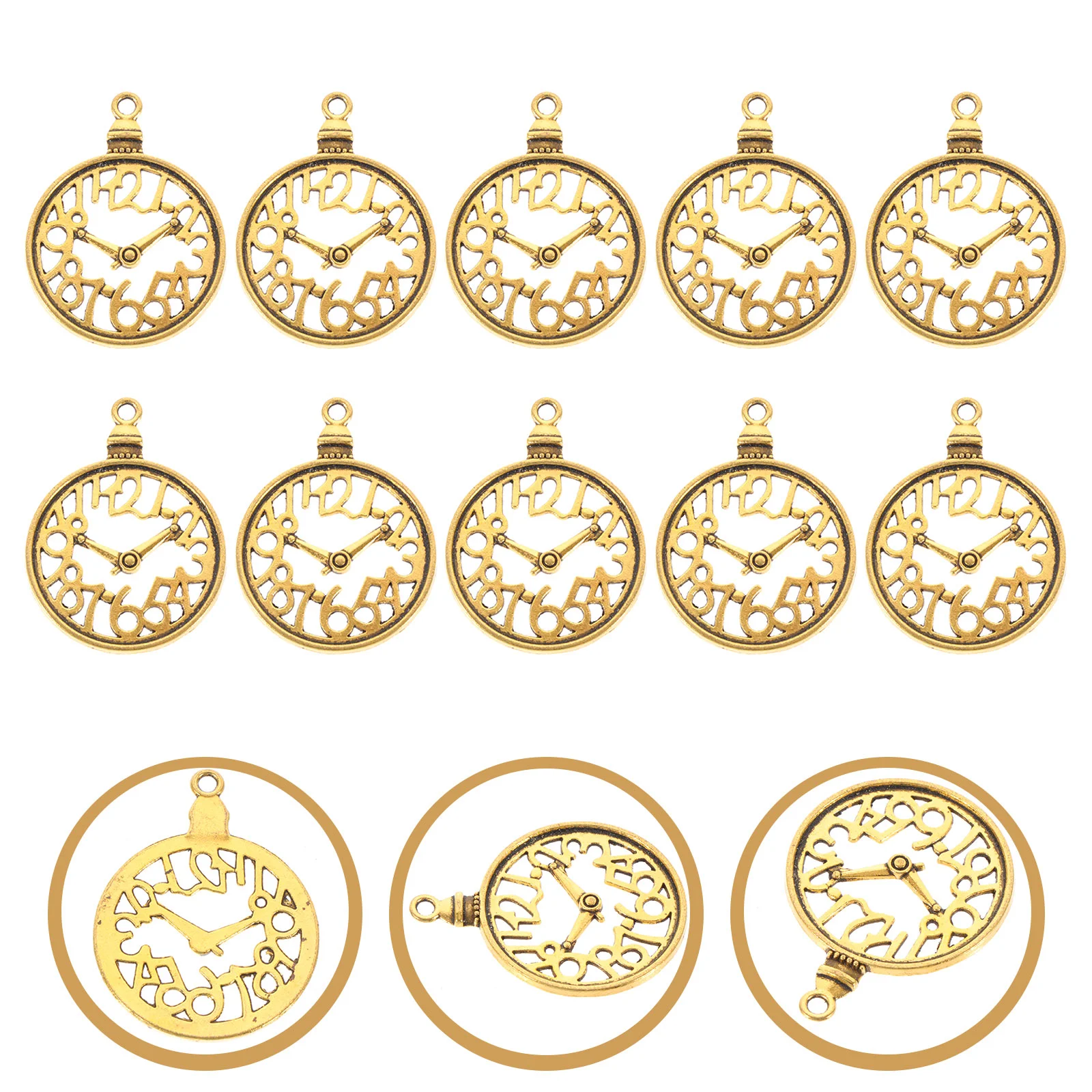 

60 Clock Charm Pendant Vintage Witch Charms DIY Steampunk Gears Charms for Necklace Bracelet Jewelry Making Crafting Golden