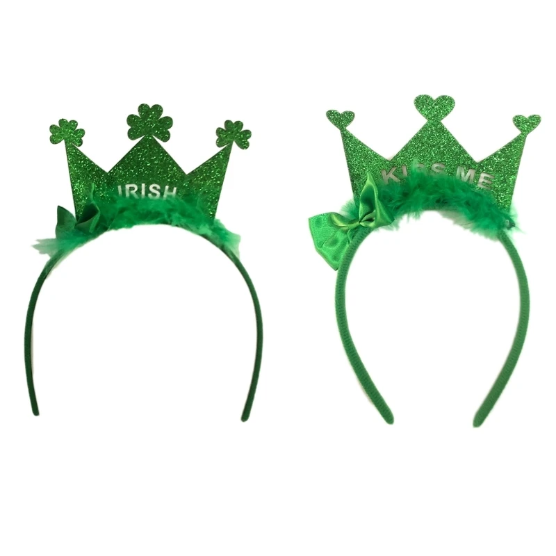 

Повязка на голову с меховой короной для Дня Святого Патрика, обруч для волос в честь Ирландского национального дня