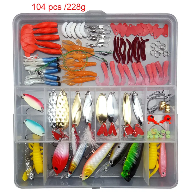 

Fishing Lure Kit Artificial Soft Lure Mixed Fish Tackle Set Baits Bionic Bass Minnow Popper Crank Lures For Fishing Tool