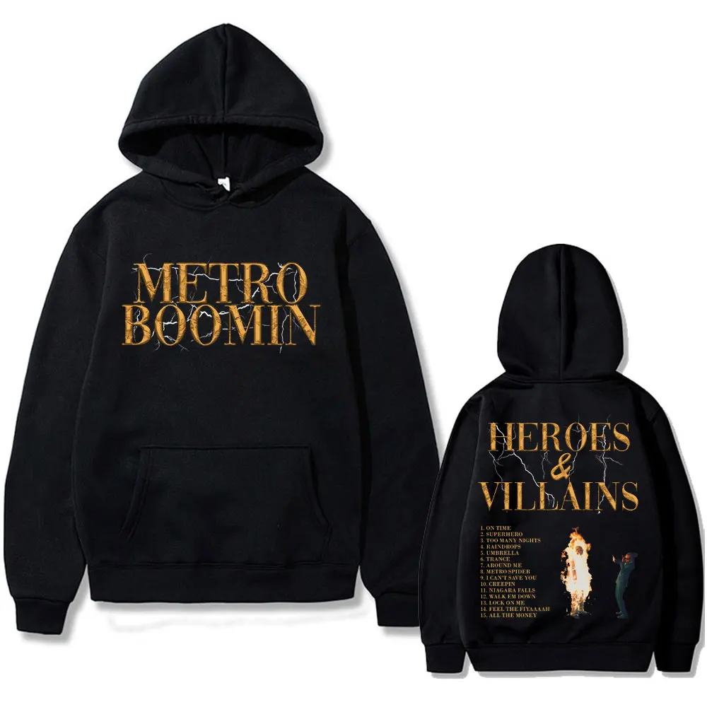 

Rapper Metro Boomin Heroes & Villains Double Sided Print Hoodie Male Vintage Sweatshirt Streetwear Men Hip Hop Oversized Hoodies