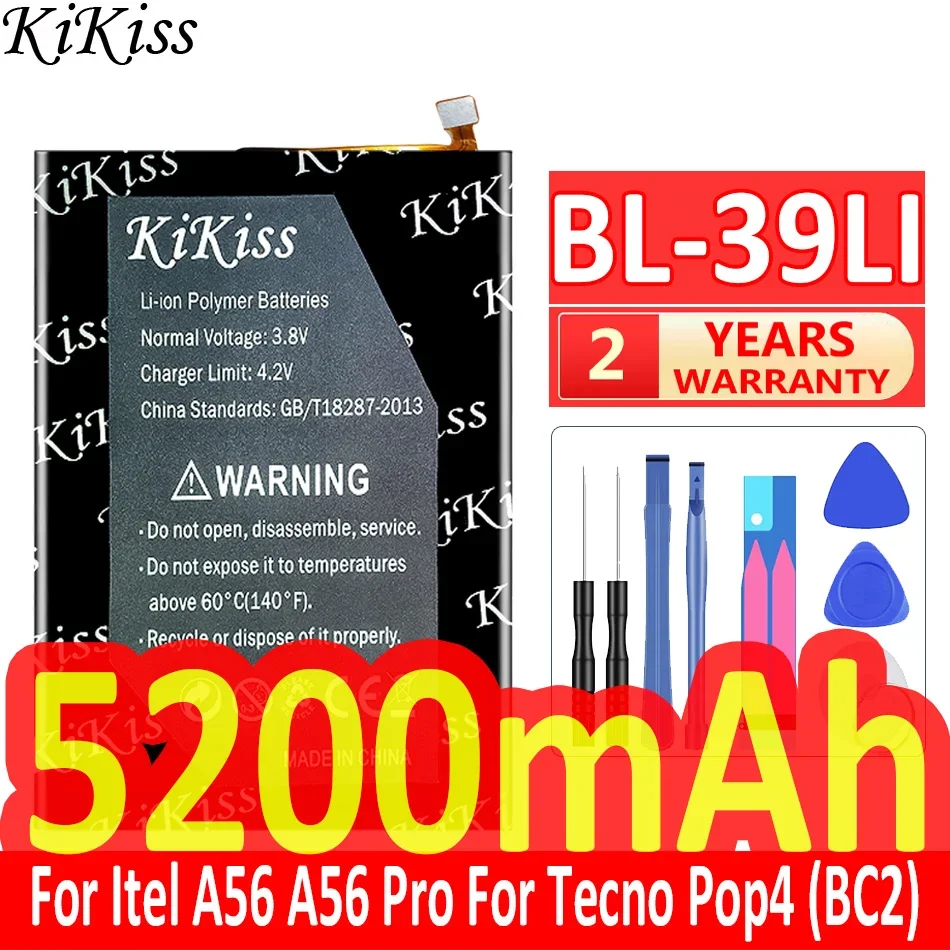 5200mAh KiKiss Powerful Battery BL-39LI BL39LI For Itel A56Pro A56 Pro For Tecno Pop4 Pop 4 (BC2) Mobile Phone Batteries
5200mAh KiKiss Powerful Battery BL-39LI BL39LI For Itel A56Pro A56 Pro For Tecno Pop4 Pop 4 (BC2) Mobile Phone Batteries