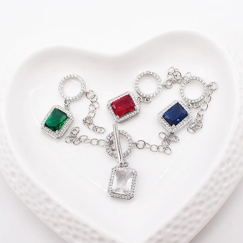 

1piece green/blue/red/white zircon OT Clasp Jewelry pendant accessory connector wholesale hook FPPJ