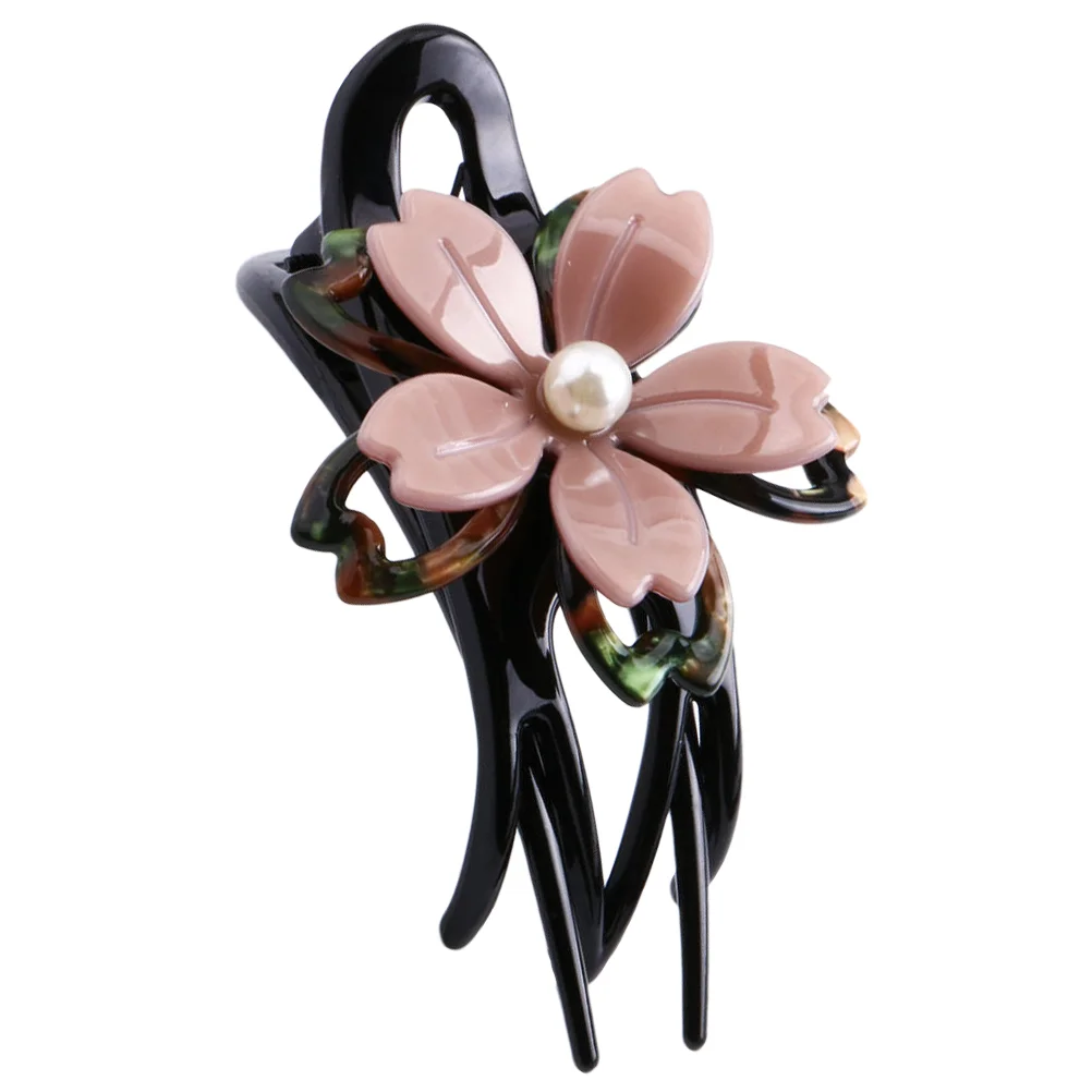 

Hairpin Accessories Bun Clip Back Temperament Flower Barrette Acrylic Ponytail Mother