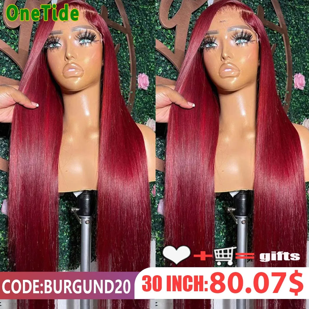 

Burgundy 13x6 HD Lace Frontal Human Hair Wig Straight Red 13x4 Lace Front Human Hair Wigs For Women Pre Plucked 99J Colored Wig