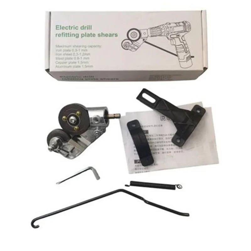 

Kit Plate Attachment Tool Drill Scissor Plastic Steel Metal Electric Alloy Sharp Cutting Punch Sheet Cutter Tools Adapter