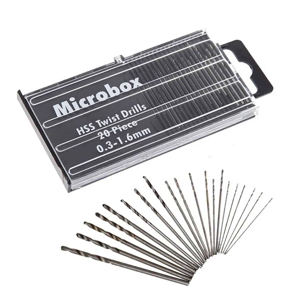 20pcs 0.3mm-1.6mm High Speed Steel Drill Bit Set HSS For Precision Crafts Watch Repair Modeling Electronic Products Parts
20pcs 0.3mm-1.6mm High Speed Steel Drill Bit Set HSS For Precision Crafts Watch Repair Modeling Electronic Products Parts