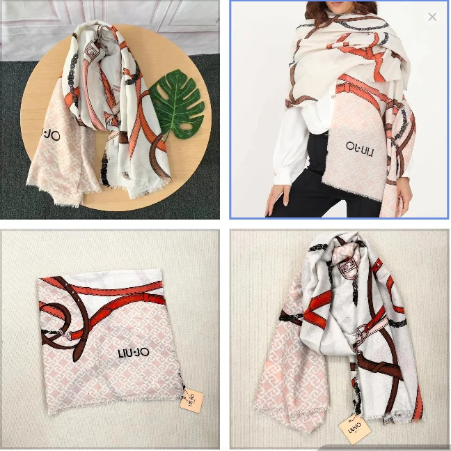 

Foreign trade original single Italian liujo print with solid color shawl large square scarf