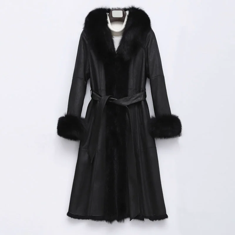 Women's Winter Long Fur Coats Real Fox Fur Trim Trench Thick Warm Rabbit Lining Shearing Jackets Lady Overcoat NW3728
Women's Winter Long Fur Coats Real Fox Fur Trim Trench Thick Warm Rabbit Lining Shearing Jackets Lady Overcoat NW3728