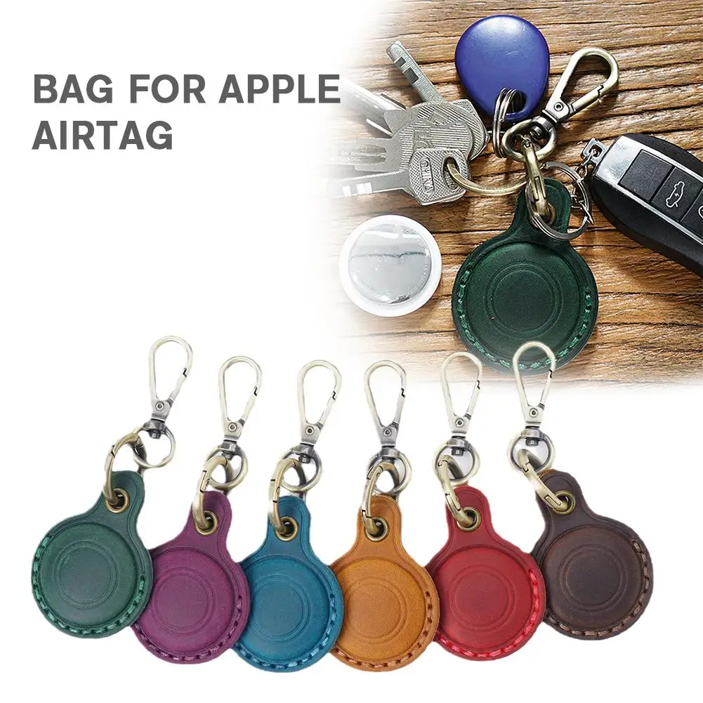 

For Apple Airtags Case Leather Keychain Protective For Airtag Tracker Locator Device Anti-lost For airtag Protective Case