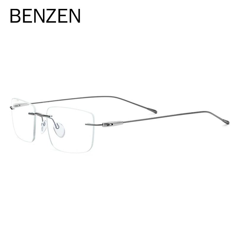 

BENZEN Titanium Rimless Prescription Glasses Frame Men Square Optical Frameless Eyeglasses Women Myopia Screwless Eyewear 5921