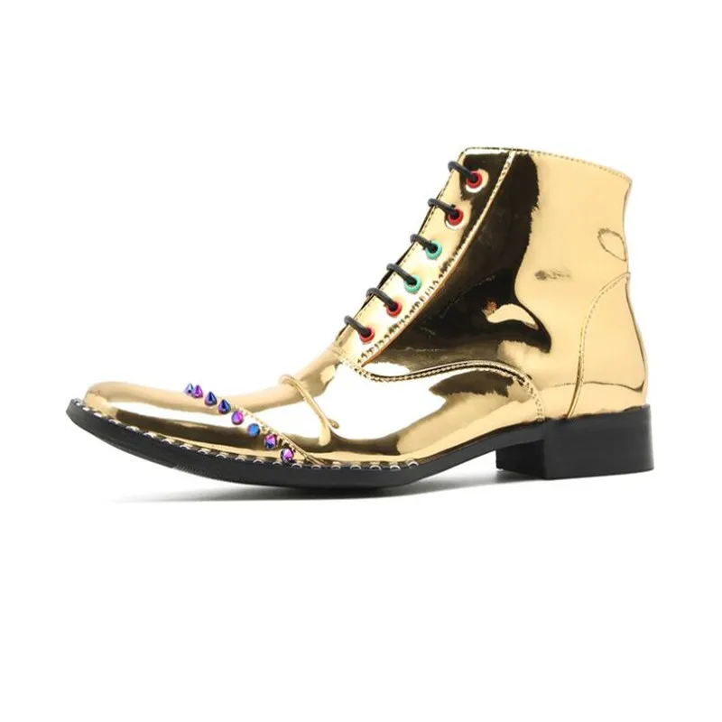 Luxury Gold Banquet Short Boots Men's British Style Cow Leather Chelsea Boots Fashion Rivet Zip Ankle Boots Men Shoes Large Size
Luxury Gold Banquet Short Boots Men's British Style Cow Leather Chelsea Boots Fashion Rivet Zip Ankle Boots Men Shoes Large Size