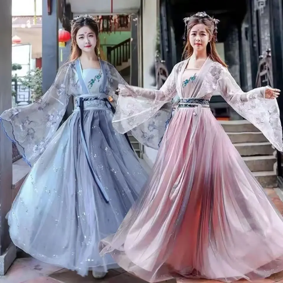 

Традиционное женское платье Hanfu с цветами 2022, традиционный китайский костюм, красивый танцевальный костюм ханьфу, оригинальный халат принцессы династии Тан