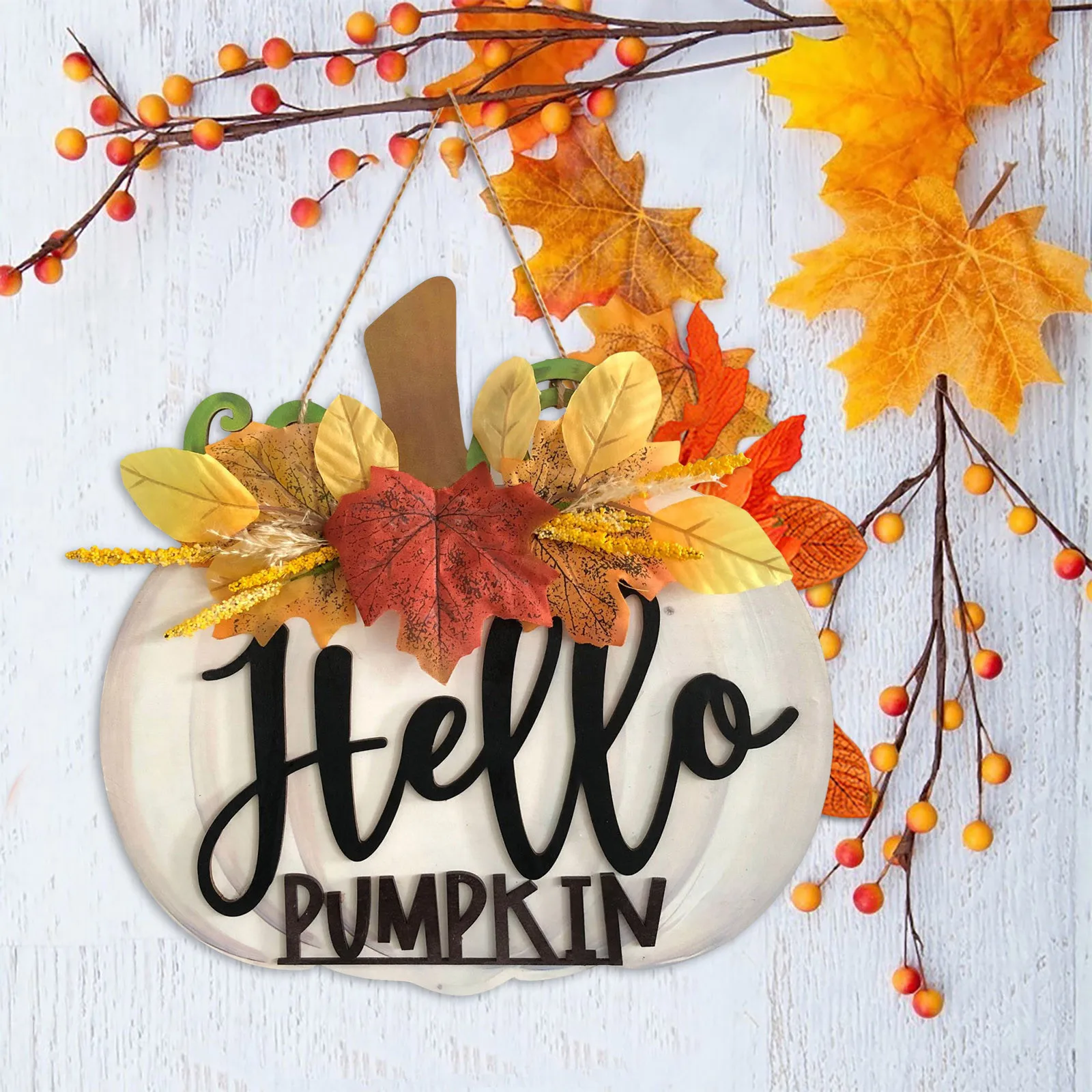 

Wooden Pumpkin Door Plaque Front Door Hanger Wreath Farmhouse Welcome Door Sign For Home Fall Thanksgiving Decorations 30cm