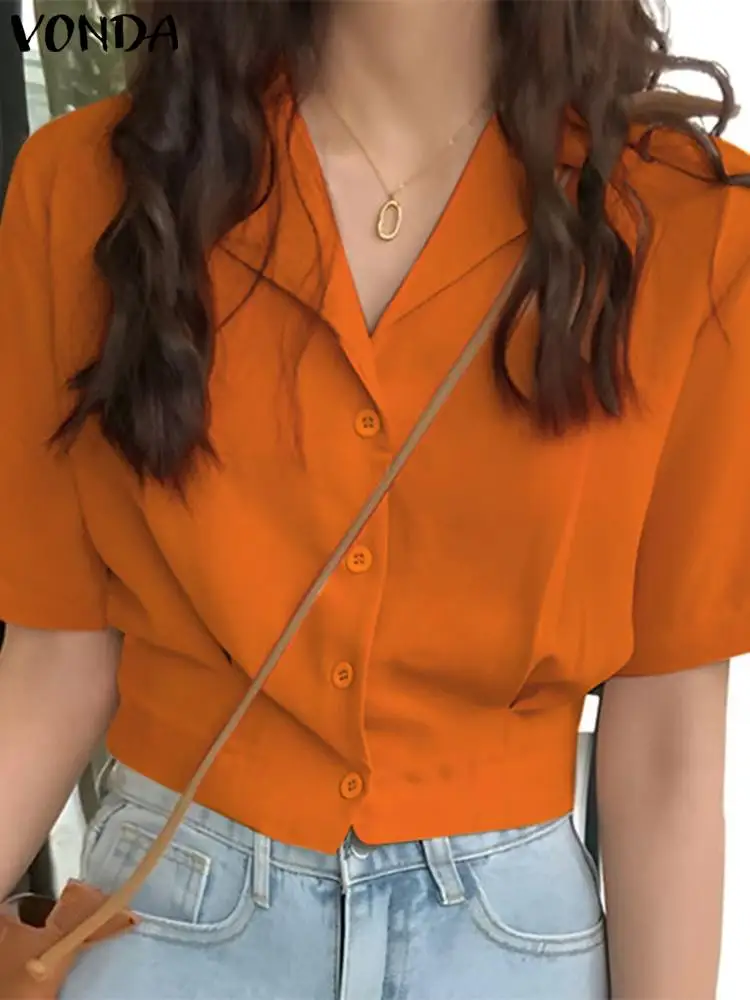 Fashion Shirts 2024 VONDA Women Solid Color Blouse Summer Casual Loose Tops Elegant Lapel Neck Office Blusas Femininas
Fashion Shirts 2024 VONDA Women Solid Color Blouse Summer Casual Loose Tops Elegant Lapel Neck Office Blusas Femininas