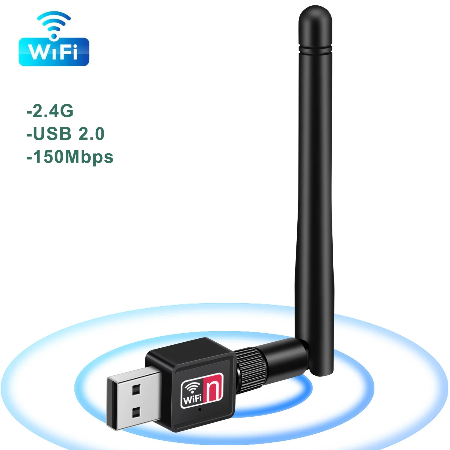 

USB WiFi Adapter 150Mbps 2.4GHz Antenna USB 802.11n/g/b Ethernet Wi-Fi dongle USB LAN Wireless Network Card PC WiFi Receiver