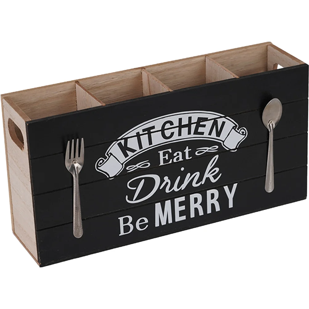 

Wooden Cutlery Box Shelving Stand for Kitchen Shelf Silverware Countertop Utensil Holder Rack