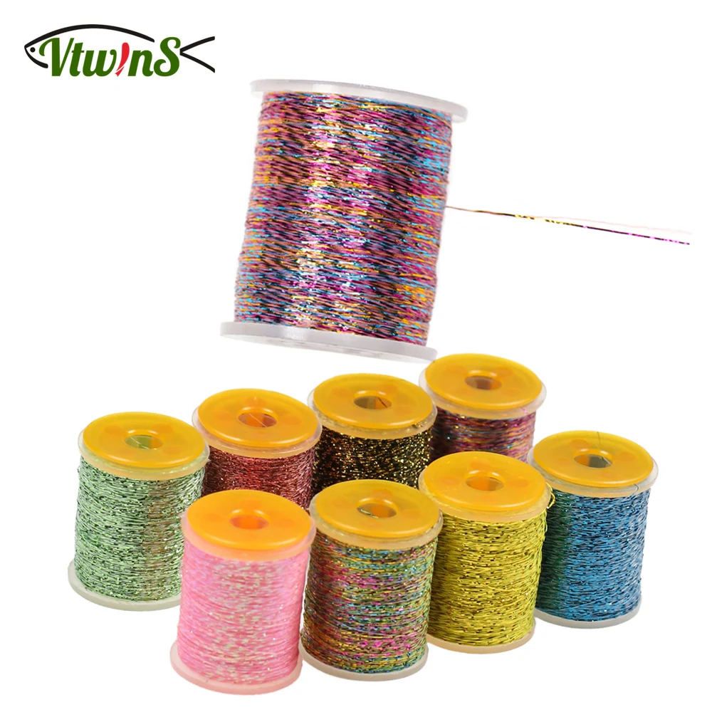 

Vtwins 150D Micro Glint Nymph Tinsel Metallic Yarn Thread for Nymph Buzzer Shucks Dry Flies Body Fly Tying Material Accessories