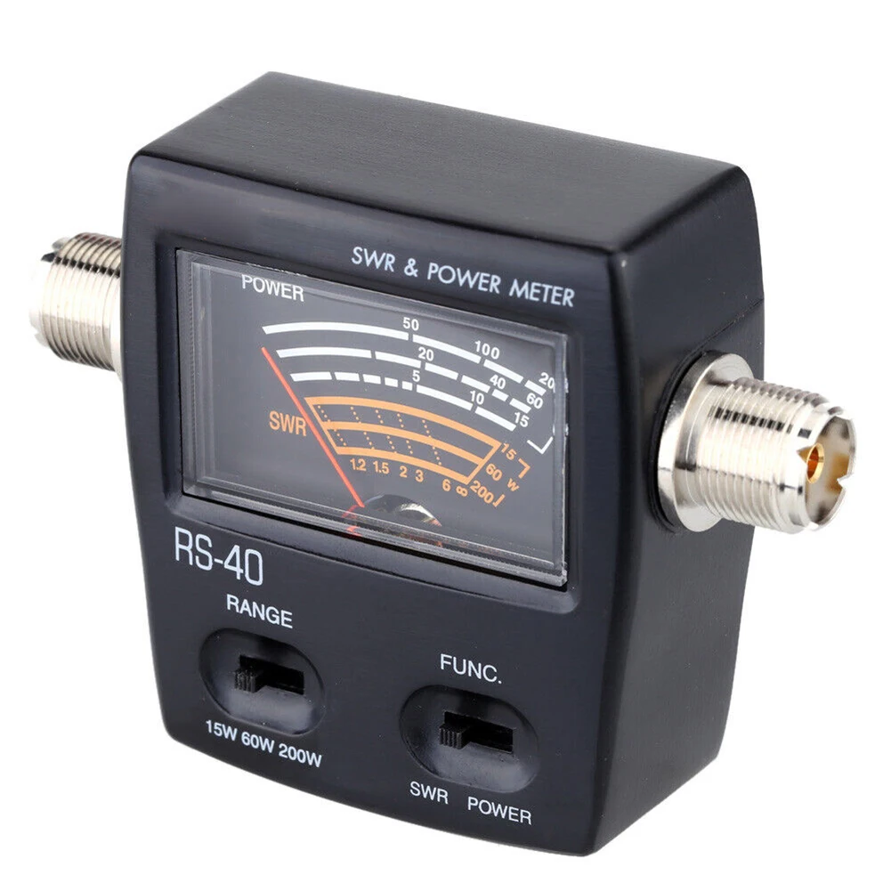 RS40 Power SWR Meter For HAM Mobile Radio UHF VHF 144/430MHz Measurable Up To 200W Power Range Connector Walkie Talkie Accessory
RS40 Power SWR Meter For HAM Mobile Radio UHF VHF 144/430MHz Measurable Up To 200W Power Range Connector Walkie Talkie Accessory