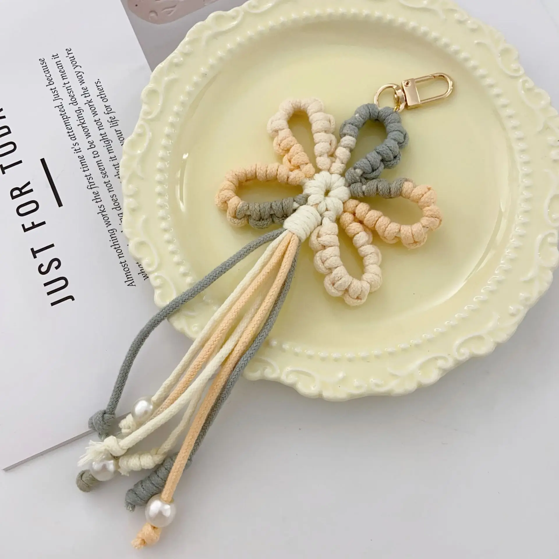 Boho Braided Flower Keychain - Macrame Tassel Car Charm 14 S2277fb12702148d8a3ca7d6cacd98c0e4