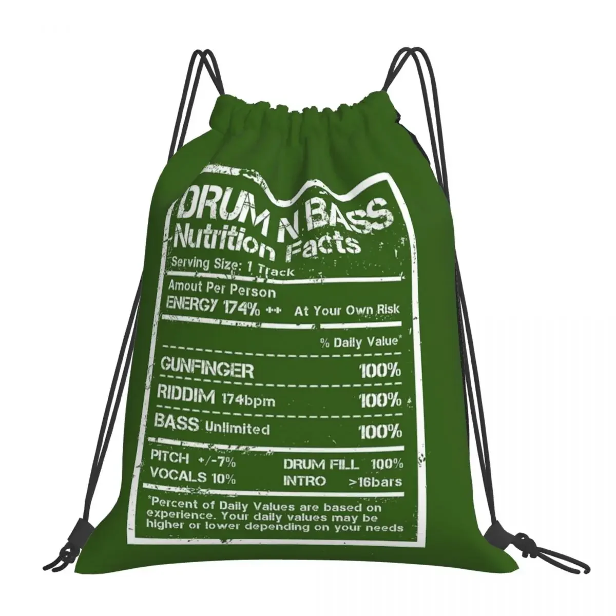 Drum N Bass Nutrition Facts Label Backpack Casual Portable Drawstring Bags Drawstring Bundle Pocket Sports Bag For Travel School
Drum N Bass Nutrition Facts Label Backpack Casual Portable Drawstring Bags Drawstring Bundle Pocket Sports Bag For Travel School