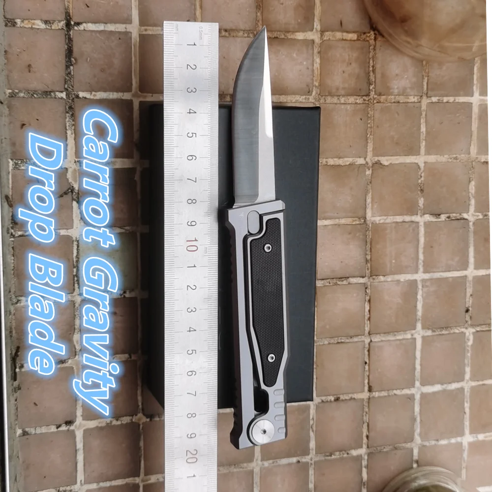 

New Carrot Drop Blade Gravity Knife D2 Aluminium + G10 Handle Tactical Fish Pocket Camping Hunt Outdoor EDC Utility Folding Tool