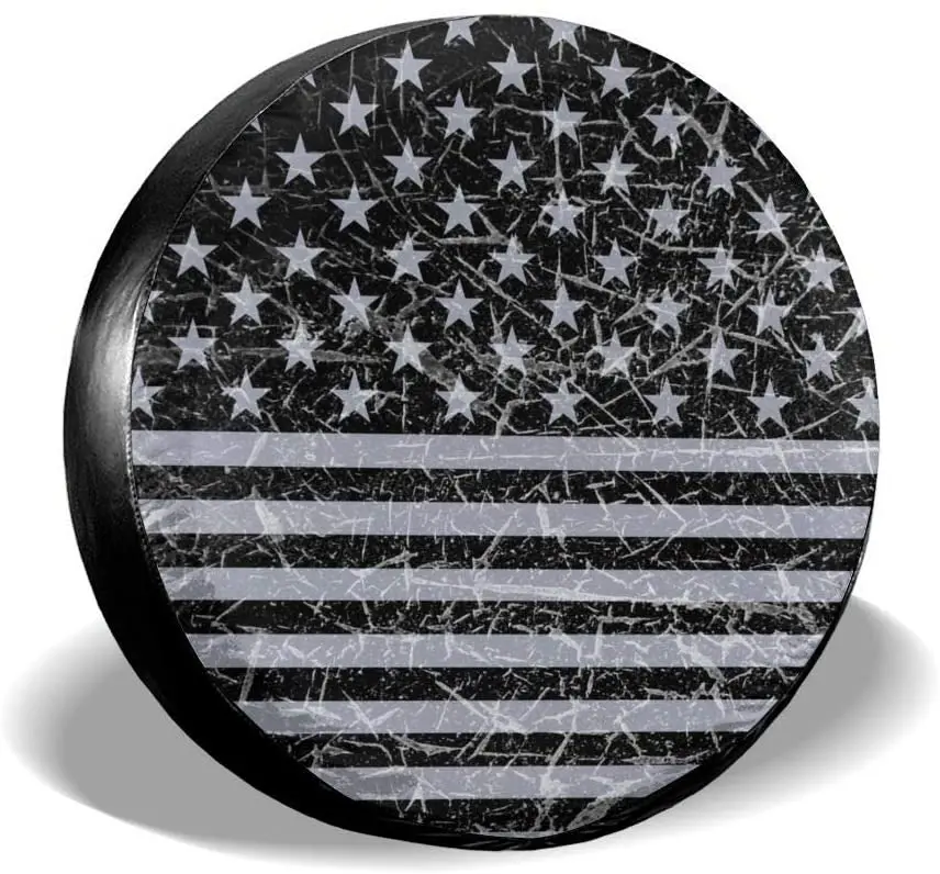 

cozipink Retro Distressed USA Flag Patriotic Spare Tire Cover American Flag Wheel Covers for Trailer RV SUV Truck Travel Tr