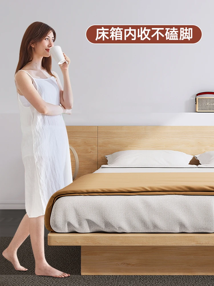 Modern Simple Solid Wood Master Bedroom High Box Storage Double Bed Tatami Small Apartment Suspension Bed
Modern Simple Solid Wood Master Bedroom High Box Storage Double Bed Tatami Small Apartment Suspension Bed